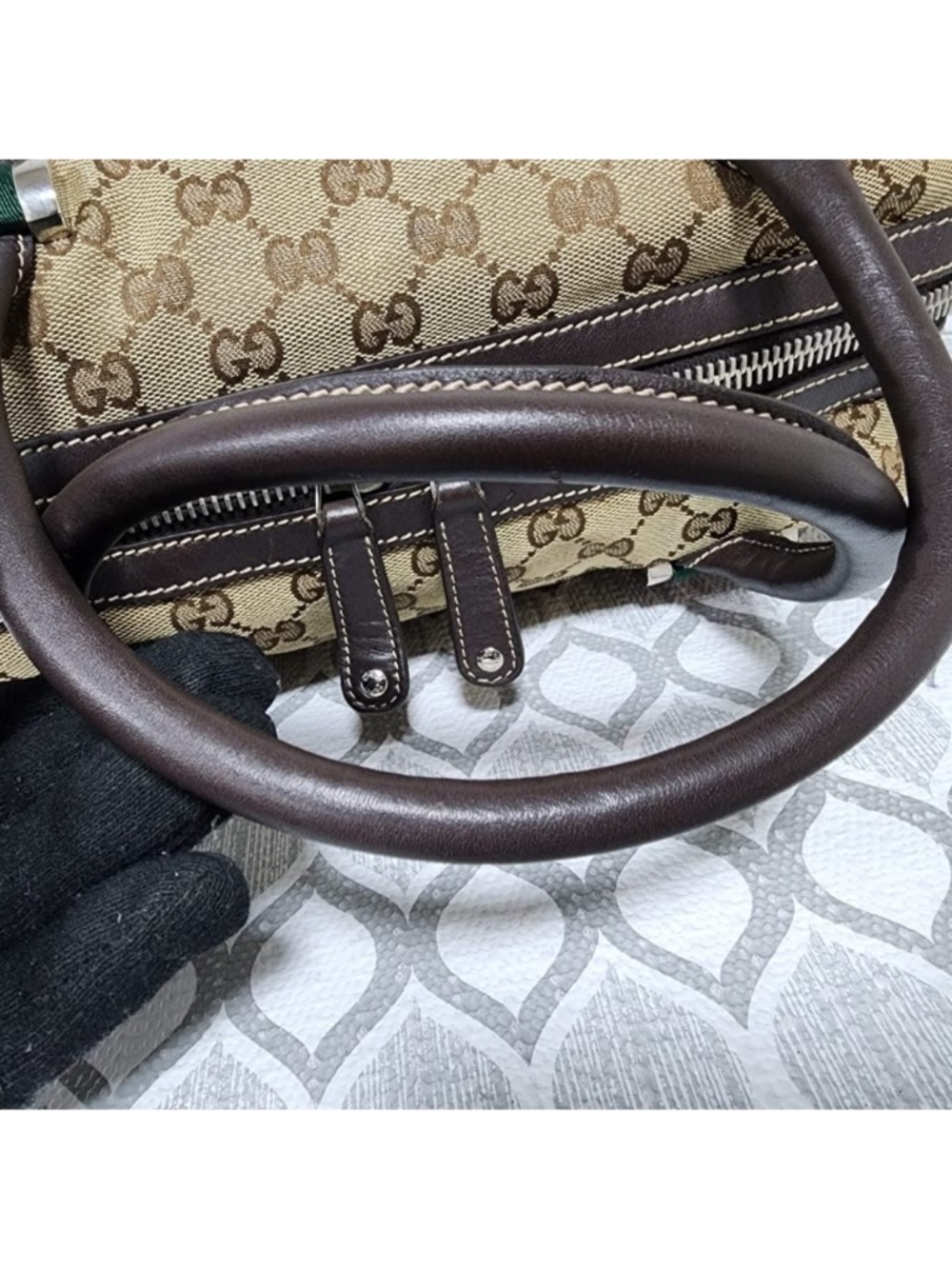 Authentic GUCCI GG Canvas Match Ball Boston Bag Beige/Brown - Picture 6 of 14